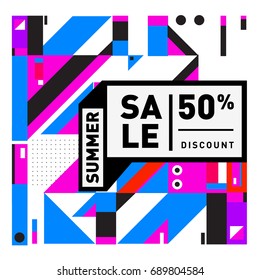 Summer sale colorful style banner and Poster. Fashion, music, and lifestyle event with discount poster. Vector holiday Abstract colorful illustration with special offer and promotion.