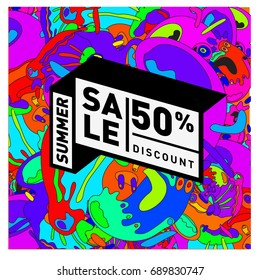 Summer sale colorful style banner and Poster. Fashion, music, and lifestyle event with discount poster. Vector holiday Abstract colorful illustration with special offer and promotion.