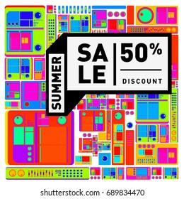 Summer sale colorful style banner and Poster. Fashion, music, and lifestyle event with discount poster. Vector holiday Abstract colorful illustration with special offer and promotion.