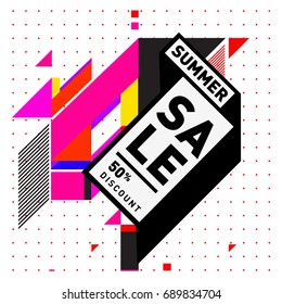 Summer sale colorful style banner and Poster. Fashion, music, and lifestyle event with discount poster. Vector holiday Abstract colorful illustration with special offer and promotion.