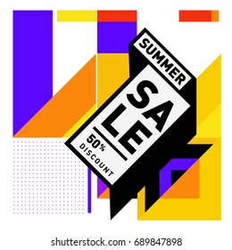 Summer sale colorful style banner and Poster. Fashion, music, and lifestyle event with discount poster. Vector holiday Abstract colorful illustration with special offer and promotion.