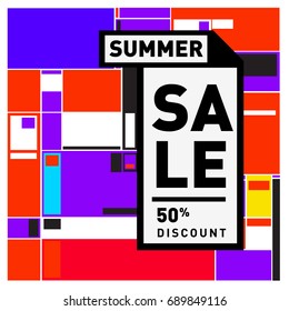 Summer sale colorful style banner and Poster. Fashion, music, and lifestyle event with discount poster. Vector holiday Abstract colorful illustration with special offer and promotion.