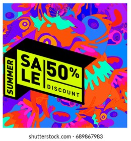 Summer sale colorful style banner and Poster. Fashion, music, and lifestyle event with discount poster. Vector holiday Abstract colorful illustration with special offer and promotion.