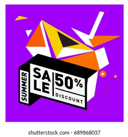 Summer sale colorful style banner and Poster. Fashion, music, and lifestyle event with discount poster. Vector holiday Abstract colorful illustration with special offer and promotion.