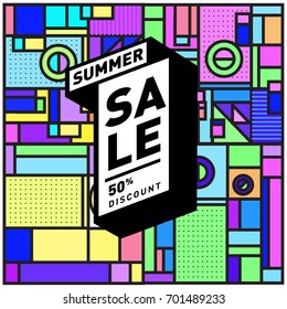 Summer sale colorful style banner and Poster. Fashion, music, and lifestyle event with discount poster. Vector holiday Abstract colorful illustration with special offer and promotion.