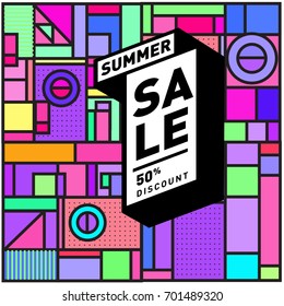 Summer sale colorful style banner and Poster. Fashion, music, and lifestyle event with discount poster. Vector holiday Abstract colorful illustration with special offer and promotion.