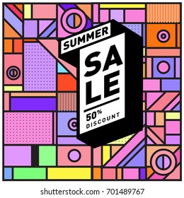 Summer sale colorful style banner and Poster. Fashion, music, and lifestyle event with discount poster. Vector holiday Abstract colorful illustration with special offer and promotion.