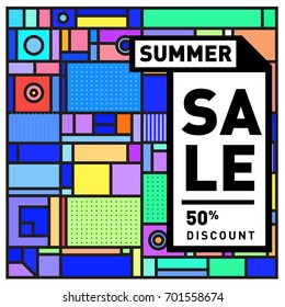 Summer sale colorful style banner and Poster. Fashion, music, and lifestyle event with discount poster. Vector holiday Abstract colorful illustration with special offer and promotion.
