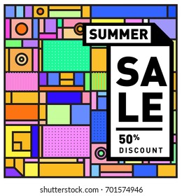 Summer sale colorful style banner and Poster. Fashion, music, and lifestyle event with discount poster. Vector holiday Abstract colorful illustration with special offer and promotion.