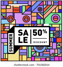 Summer sale colorful style banner and Poster. Fashion, music, and lifestyle event with discount poster. Vector holiday Abstract colorful illustration with special offer and promotion.