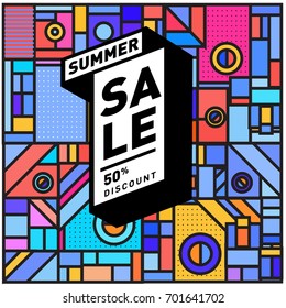 Summer sale colorful style banner and Poster. Fashion, music, and lifestyle event with discount poster. Vector holiday Abstract colorful illustration with special offer and promotion.