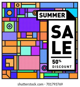 Summer sale colorful style banner and Poster. Fashion, music, and lifestyle event with discount poster. Vector holiday Abstract colorful illustration with special offer and promotion.