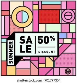 Summer sale colorful style banner and Poster. Fashion, music, and lifestyle event with discount poster. Vector holiday Abstract colorful illustration with special offer and promotion.