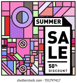 Summer sale colorful style banner and Poster. Fashion, music, and lifestyle event with discount poster. Vector holiday Abstract colorful illustration with special offer and promotion.