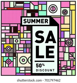 Summer sale colorful style banner and Poster. Fashion, music, and lifestyle event with discount poster. Vector holiday Abstract colorful illustration with special offer and promotion.