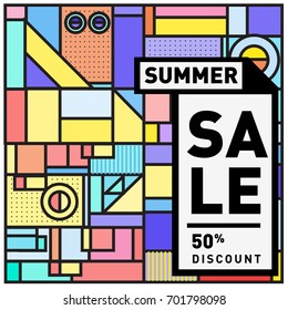 Summer sale colorful style banner and Poster. Fashion, music, and lifestyle event with discount poster. Vector holiday Abstract colorful illustration with special offer and promotion.