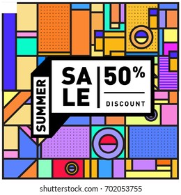 Summer sale colorful style banner and Poster. Fashion, music, and lifestyle event with discount poster. Vector holiday Abstract colorful illustration with special offer and promotion.