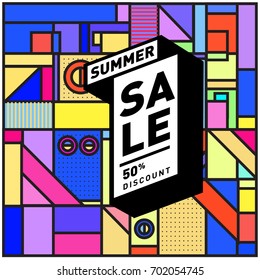 Summer sale colorful style banner and Poster. Fashion, music, and lifestyle event with discount poster. Vector holiday Abstract colorful illustration with special offer and promotion.