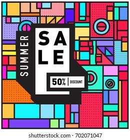 Summer sale colorful style banner and Poster. Fashion, music, and lifestyle event with discount poster. Vector holiday Abstract colorful illustration with special offer and promotion.