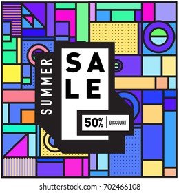 Summer sale colorful style banner and Poster. Fashion, music, and lifestyle event with discount poster. Vector holiday Abstract colorful illustration with special offer and promotion.