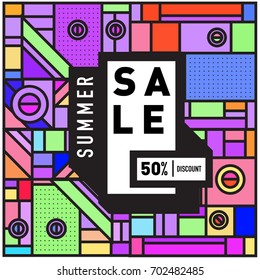 Summer sale colorful style banner and Poster. Fashion, music, and lifestyle event with discount poster. Vector holiday Abstract colorful illustration with special offer and promotion.