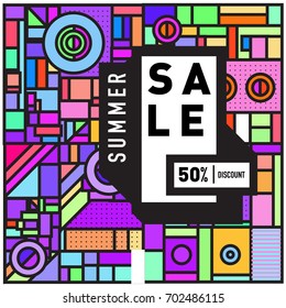 Summer sale colorful style banner and Poster. Fashion, music, and lifestyle event with discount poster. Vector holiday Abstract colorful illustration with special offer and promotion.