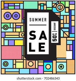 Summer sale colorful style banner and Poster. Fashion, music, and lifestyle event with discount poster. Vector holiday Abstract colorful illustration with special offer and promotion.