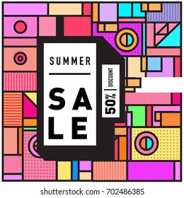 Summer sale colorful style banner and Poster. Fashion, music, and lifestyle event with discount poster. Vector holiday Abstract colorful illustration with special offer and promotion.