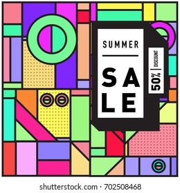 Summer sale colorful style banner and Poster. Fashion, music, and lifestyle event with discount poster. Vector holiday Abstract colorful illustration with special offer and promotion.