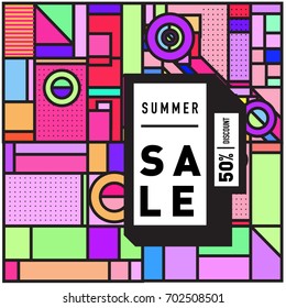 Summer sale colorful style banner and Poster. Fashion, music, and lifestyle event with discount poster. Vector holiday Abstract colorful illustration with special offer and promotion.