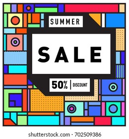 Summer sale colorful style banner and Poster. Fashion, music, and lifestyle event with discount poster. Vector holiday Abstract colorful illustration with special offer and promotion.