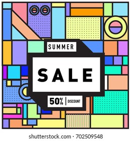 Summer sale colorful style banner and Poster. Fashion, music, and lifestyle event with discount poster. Vector holiday Abstract colorful illustration with special offer and promotion.