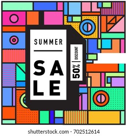 Summer sale colorful style banner and Poster. Fashion, music, and lifestyle event with discount poster. Vector holiday Abstract colorful illustration with special offer and promotion.