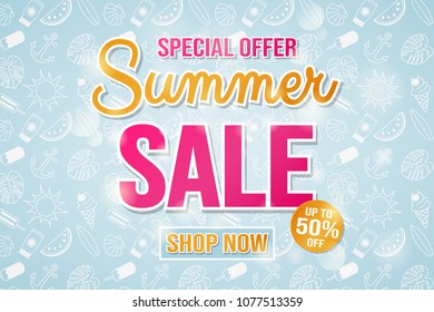 Summer Sale - colourful poster. Vector.