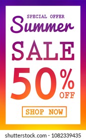 Summer Sale - colourful poster. Vector.