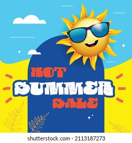 Summer sale concept with illustrated sun