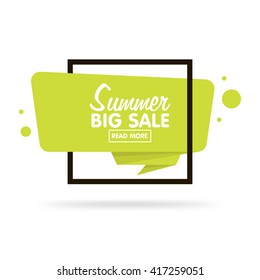 Summer sale concept. Origami style sticker and banner template. Isolated on white background. Blank for your text, Web site and projects.