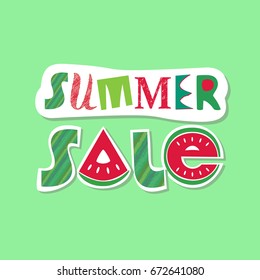 Summer sale Concept. Special bonus poster. Design element of discount campaign off price banner. Promotion of season offer in fun colorful cartoon style. Vector illustration idea to advertise hot deal