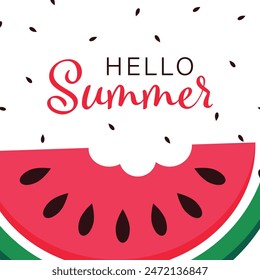 Summer sale and cute Watermelon Slice Popsicle with a bite, Vector illustration. Summer sale with Cute Watermelon Slice with a bite, vector illustration