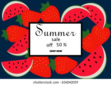 Summer sale and cute Watermelon Slice Popsicle with a bite, Vector illustration