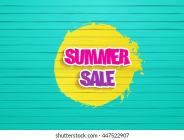 Summer Sale Design. Painted wood background, with graffiti style, readable summer sale text.