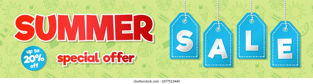 Summer Sale - design of a panoramic header. Vector.