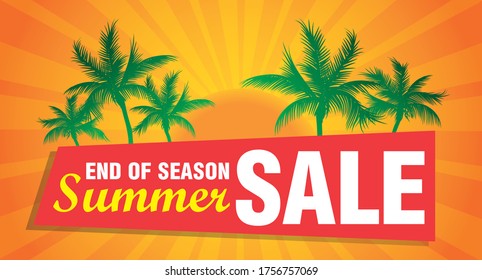 Summer sale design template. End of season summer sale background. Vector illustration
