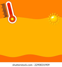 Summer sale design template, Temperature display heat thermometer template background. Orange red yellow background, Summer background