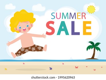 Summer Sale design template website banner, Sale promotional material for social media, poster, email, newsletter, ad, leaflet, placard, brochure, flyer, web sticker vector illustration background