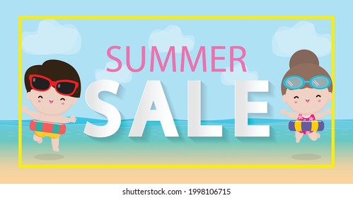 Banner del sitio web de la plantilla de diseño de ventas de verano, material promocional de venta para medios sociales, afiche, correo electrónico, boletín informativo, folleto, cartel, folleto, folleto, volante, etiqueta web ilustrativa vectorial 