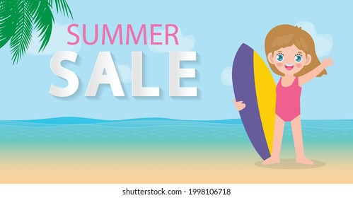 Summer Sale design template website banner, Sale promotional material for social media, poster, email, newsletter, ad, leaflet, placard, brochure, flyer, web sticker vector illustration background