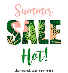 Summer sale design. Vector template for card, poster, flyer, wed ant other.