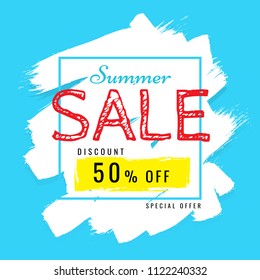 Summer Sale discount 50% on white background. vector. banner. Business