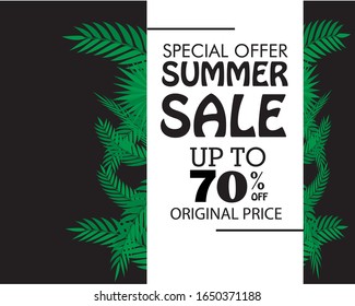 summer sale discount up to 70% off special offer original price vector template illustration